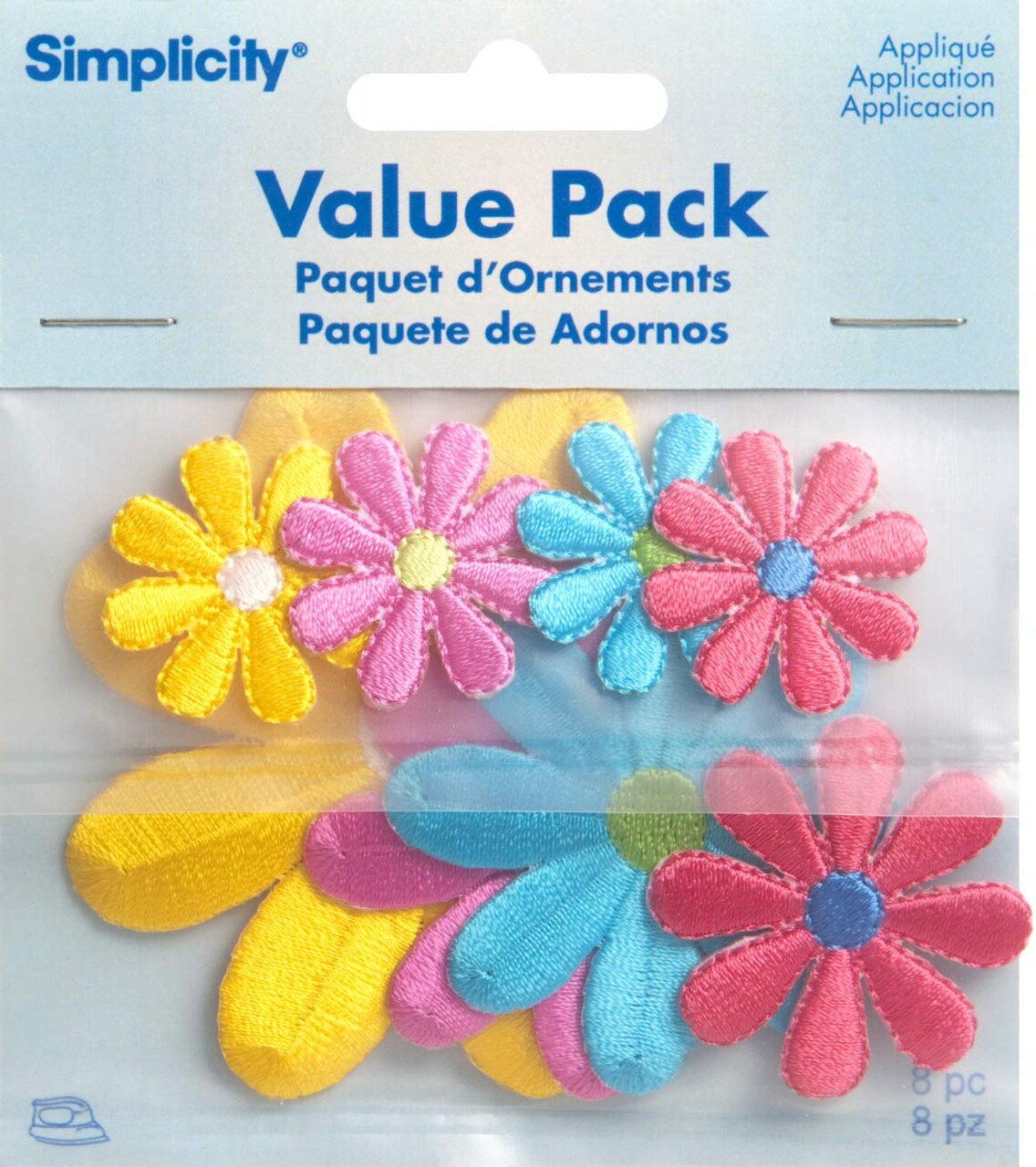8 Pieces Multicolor Daisy Flowers Applique Clothing Iron On Patches, Sizes Vary